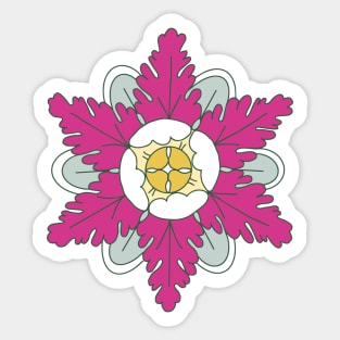 pink rosettes on green pattern Sticker